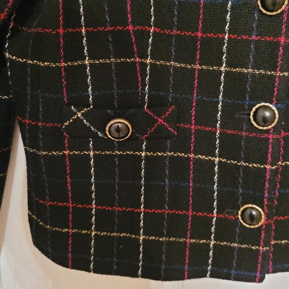 Private Concepts Vintage Plaid Crop Blazer Size 10 - Picture 4 of 8
